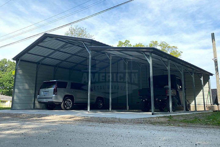 24x25x10 metal carport with lean-to