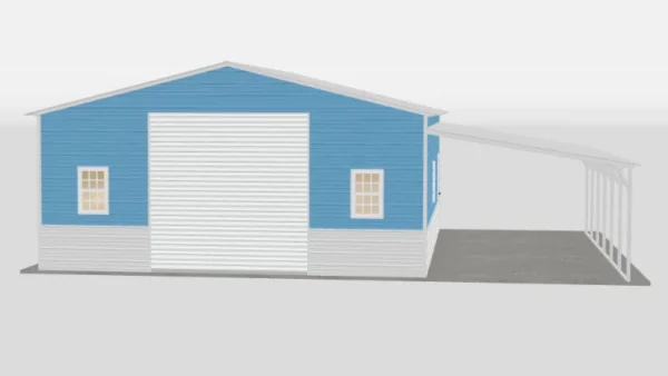24x30x10 Metal Garage with Lean-To - Image 2