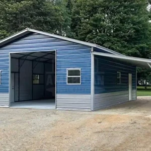 24x30x10 Metal Garage with Lean-To