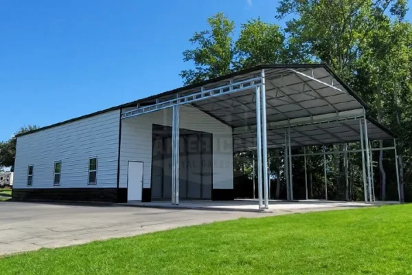 30x60x16 Metal Garage With Lean-To
