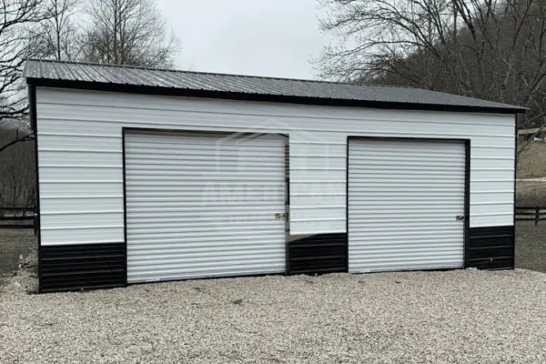 24x30x10 Two-Car Metal Garage with Dual Roll-Up Doors | Custom & Durable | Buy Now
