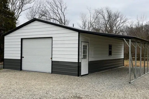 24x30x9 Steel Garage With Lean-to