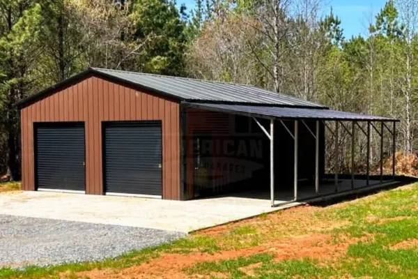 24x35x10 Metal Garage with Lean-to
